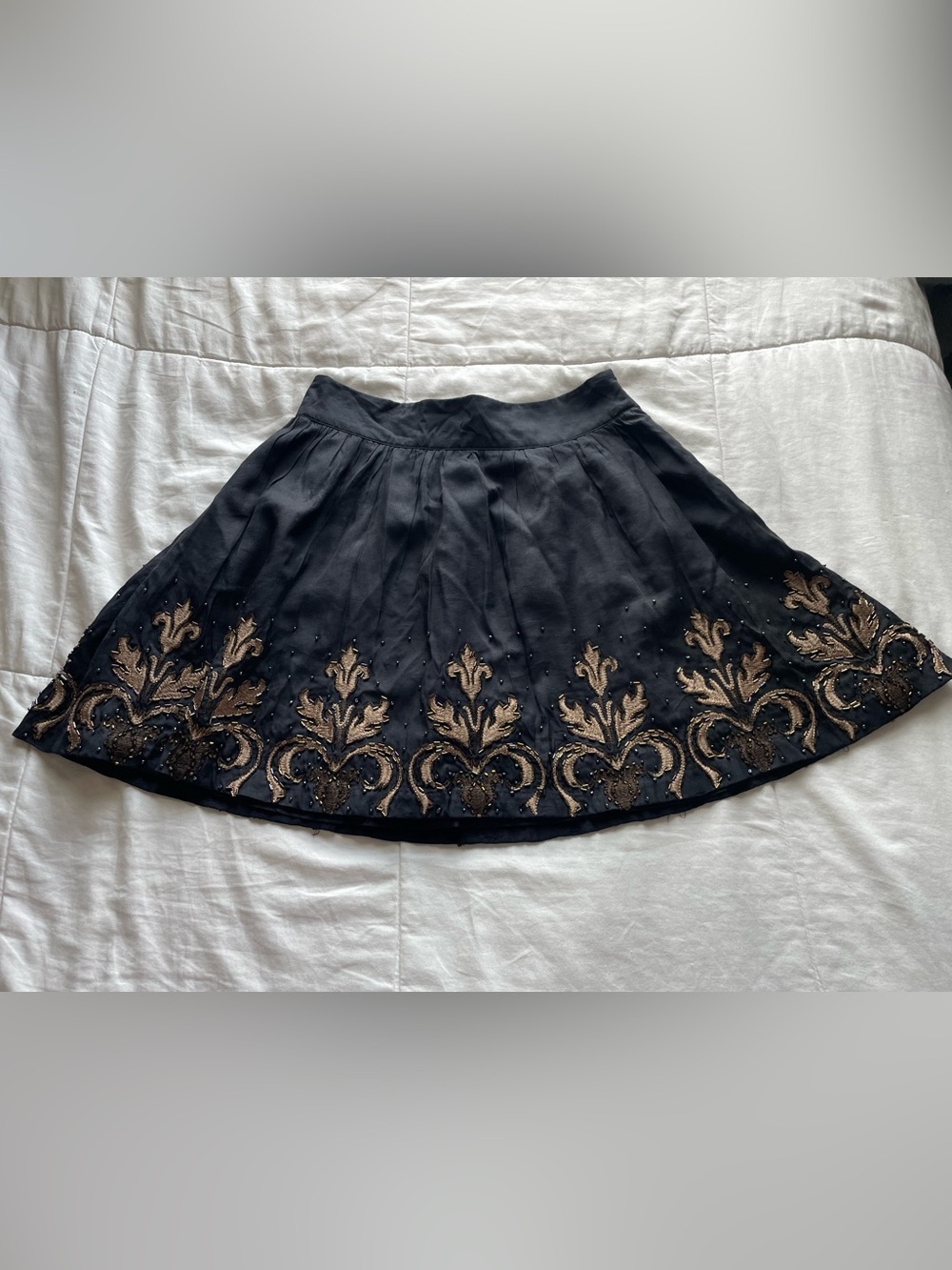 Forever21 Y2K Black Beaded Trim Mini Skirt Whimsigoth Dark Age Romantic Academia